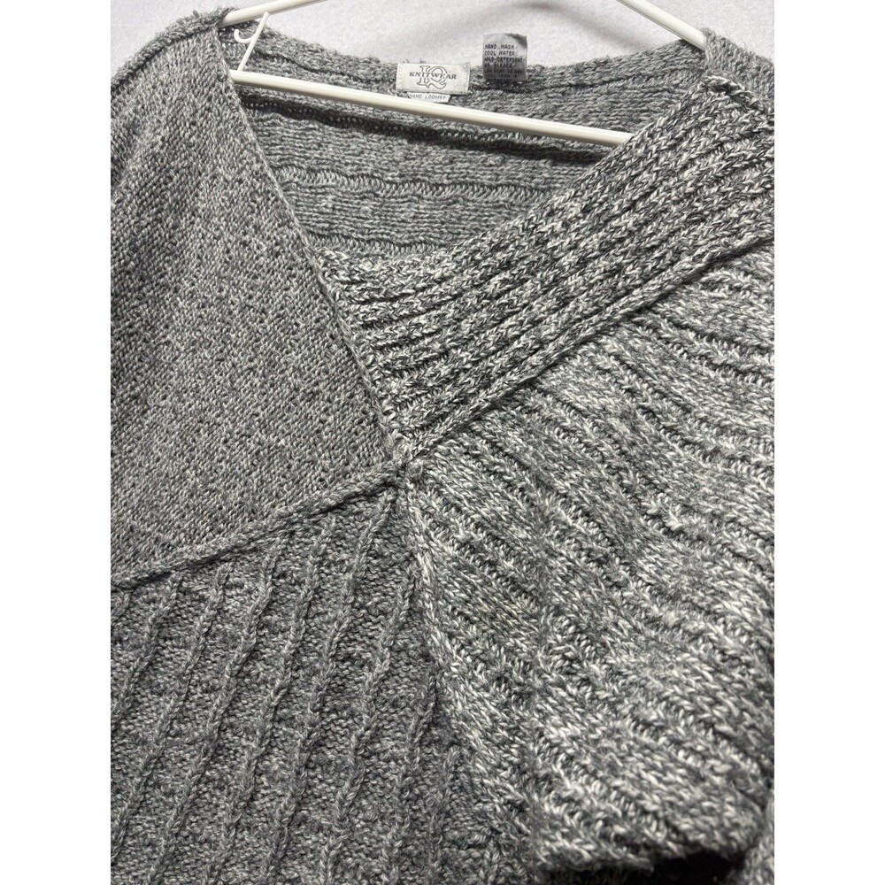 Vintage 80s IQ Knitwear Hand Loomed Sweater Gray Knit Long Sleeve Size Large - Picture 3 of 4